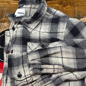 Sonoma Black and Cream Plaid Shirt